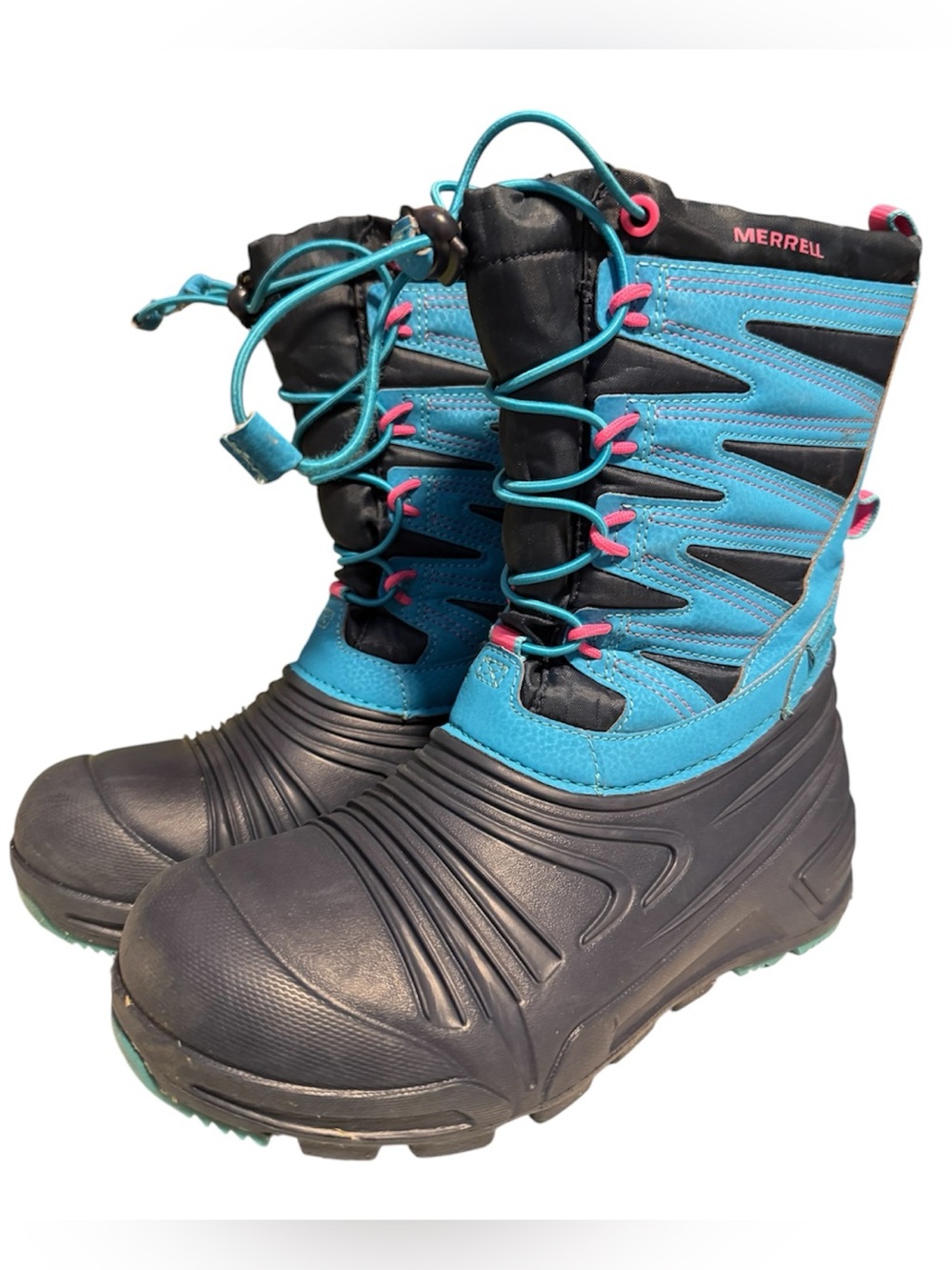 Merrell Kids Snow Quest Warm Turquoise and Black Insulated Winter Boots - 4